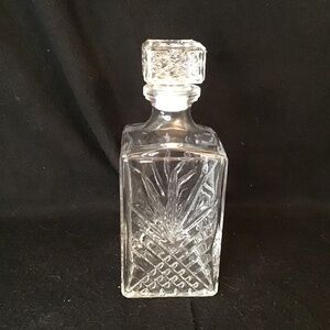 Vintage Whiskey Decanter Clear Glass Square Italian Carafe Bormioli Rocco